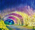 Terowongan Wisteria di Jepang yang Menggantung dengan Indahnya Sepanjang Jalan