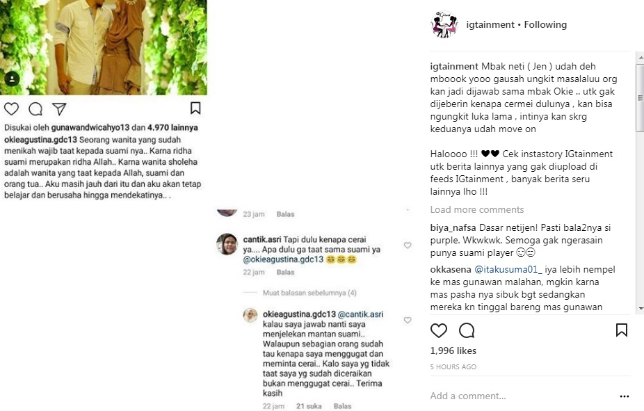 Balasan Okie Agustina Terkait Komentar Provokatif Netter