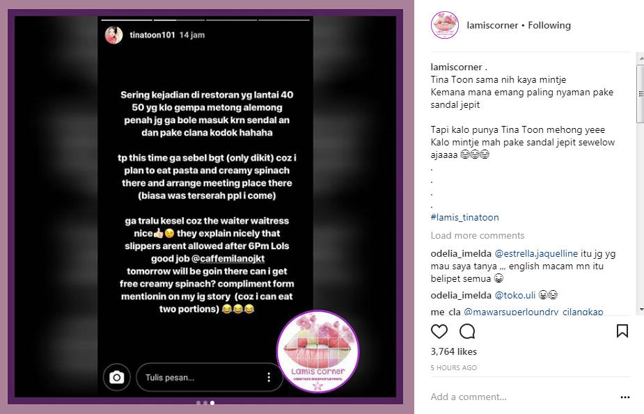 Tina Toon Mengaku Tak Begitu Kesal Meskipun Tak Diizinkan Masuk Restoran Lantaran Pakai Sandal Jepit