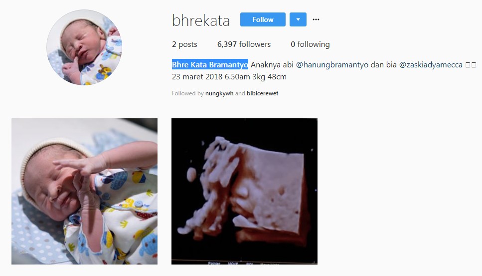 Akun Instagram Anak Keempat Zaskia Adya Mecca-Hanung Bramantyo