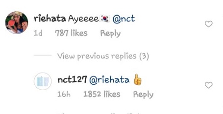 Komentar Rie Hata dan NCT 127 di Postingan Chris Brown