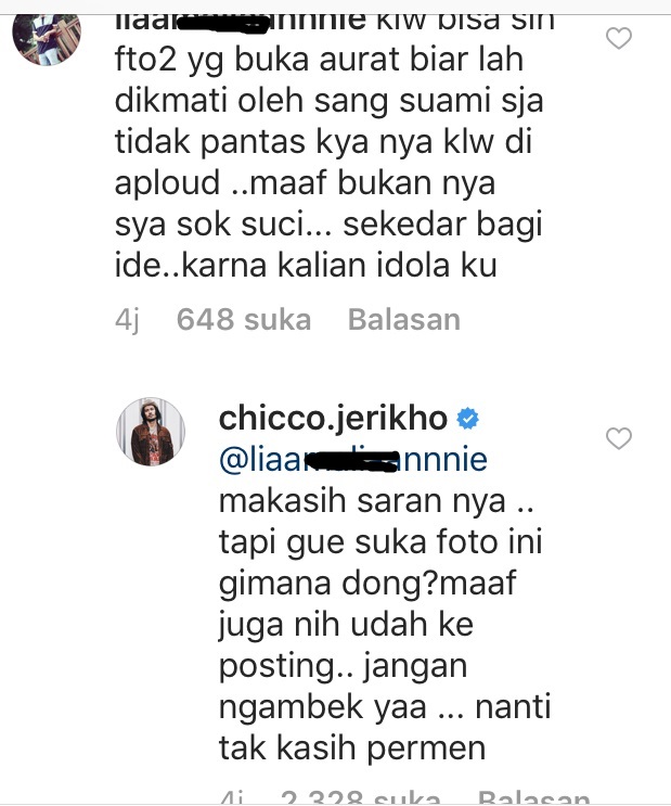 Balasan Nyeleneh Chico Jericho pada Komentar Netter