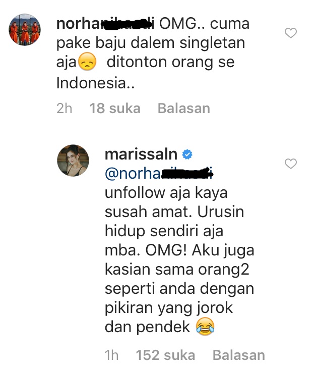 Tanggapan Marissa Nasution Terkait Komentar Nyinyir Netter