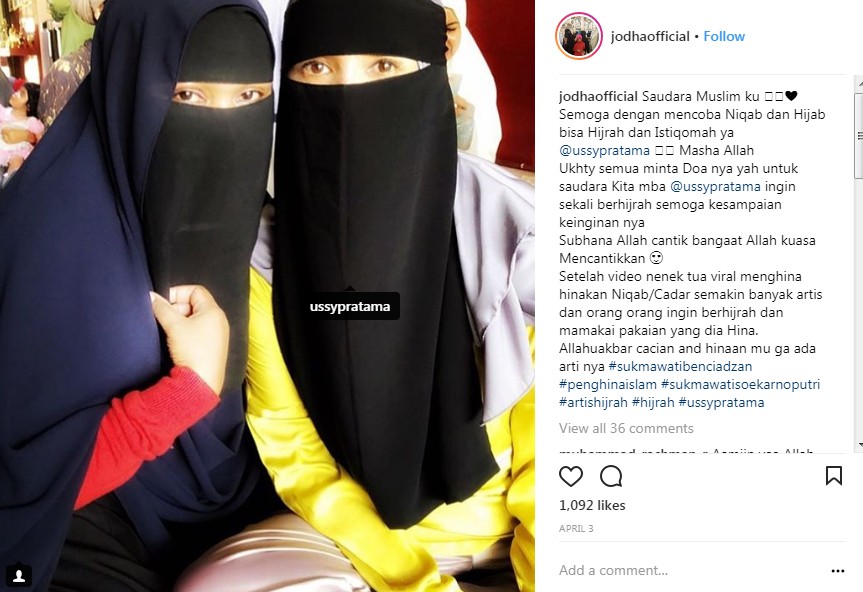 Ussy Sulistiawaty Coba Pakai Hijab dan Niqab