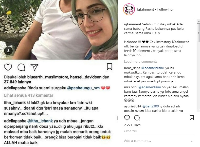 Balasan Menohok Adelia Saat Netizen Nyinyir di Postingannya Seakan Menyinggung Pasha