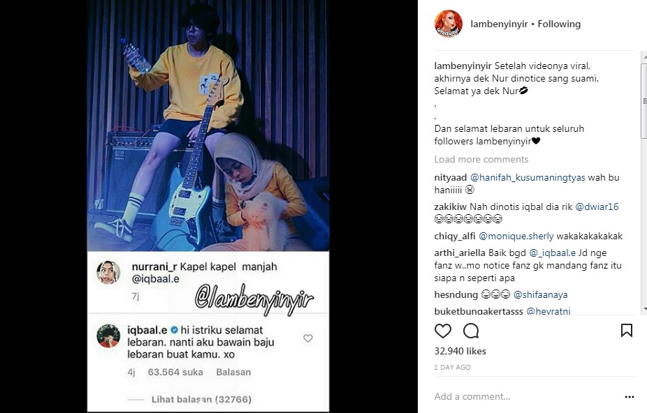 Tanggapan Iqbaal Ramadhan pada Postingan Salah Satu Fans Fanatik
