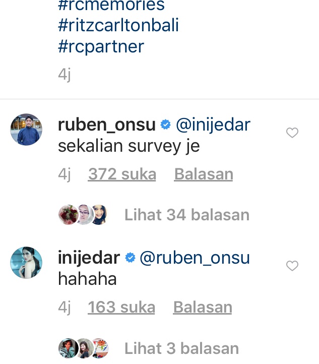 Celetukan Ruben Onsu di Postingan Jessica Iskandar