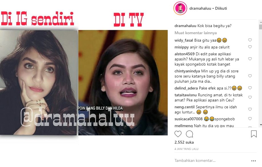 Paras Hilda Vitria di Instagram dan Saat Tampil di TV Dinilai Berbeda