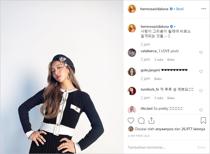 Luna f(x) Curhat Masalah Cinta di Instagram, Fans Terus Beri Dukungan