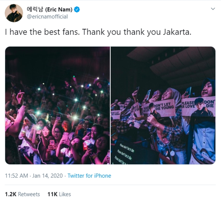 Eric Nam konser di Indonesia