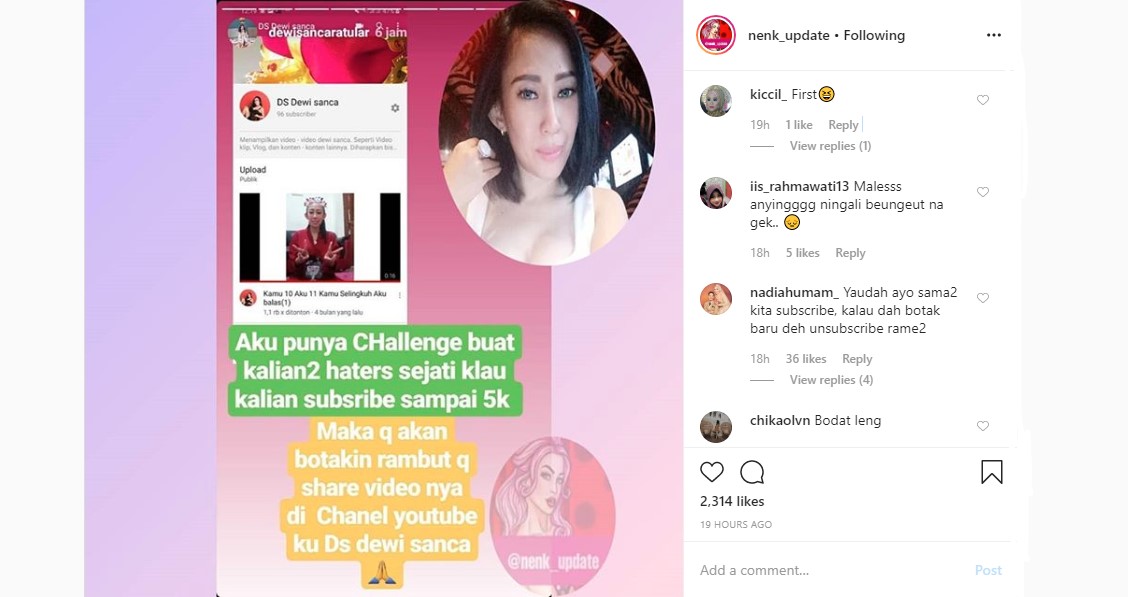 Dewi Sanca Janji Bakal Botaki Rambut Jika Haters Penuhi Ini, Tuai Antusias?