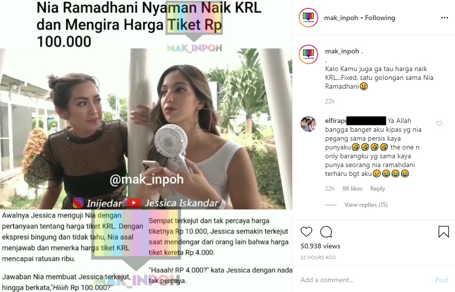 Nia Ramadhani Tebak Tiket KRL Capai 100 Ribu, Jessica Iskandar Lebih Kaget Dengar Faktanya