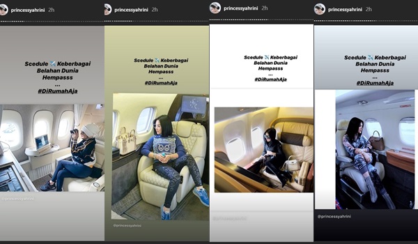 Syahrini Bombardir Sederet Foto di Dalam Jet Seraya Ramaikan Kampanye #DiRumahAja