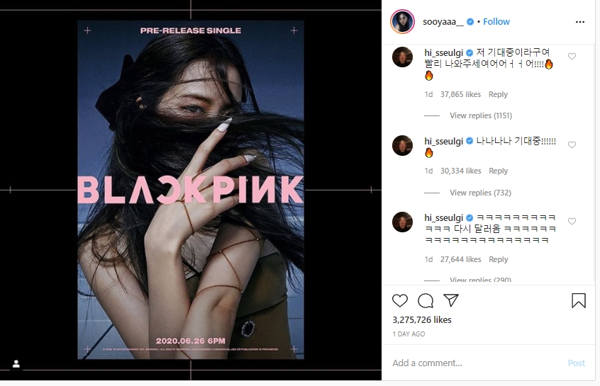 Seulgi Kirim Dukungan Manis ke Jisoo untuk Comeback BLACKPINK