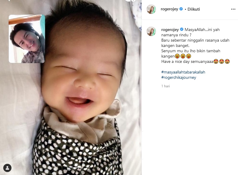Roger Danuarta Video Call Anak Karena Rindu, Ekspresi Ceria Baby Shaquille Dijamin Bikin Jatuh Hati