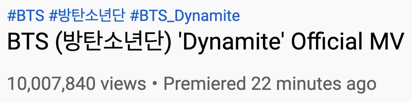 Baru Dirilis, MV \'Dynamite\' BTS Langsung Berhasil Pecahkan Rekor di YouTube