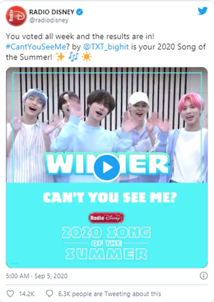TXT Menangkan Song Of The Summer 2020 Versi Radio Disney Dengan \'Can Can\'t You See Me?\'