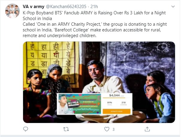 Fans BTS di India Lakukan Pengalangan Dana Bantu Pendidikan di Desa Terpencil India