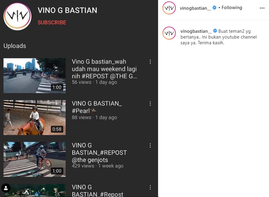 Vino Bastian Klarifikasi Soal Akun YouTube Pakai Namanya, Malah Didesak Lakukan Ini