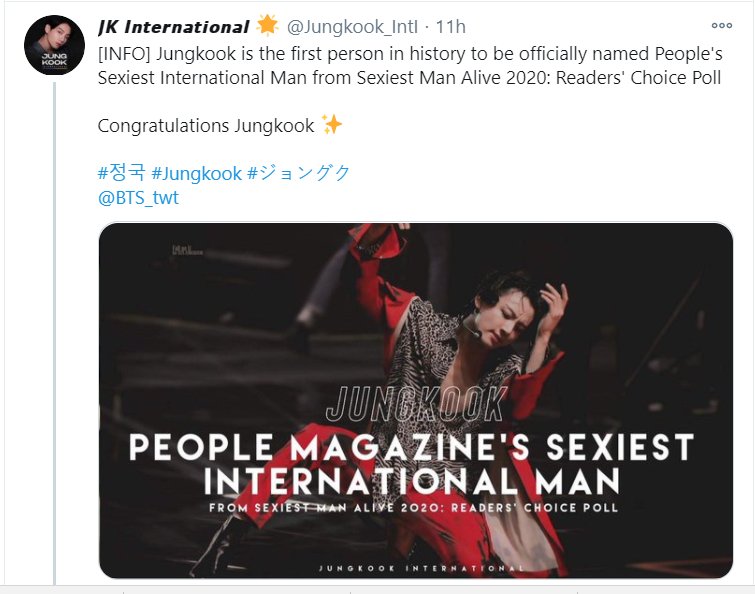 Jungkook Terpilih Jadi Idol Kpop Pertama yang Menangi \'People\'s Sexiest Man Alive 2020\' Versi Polling