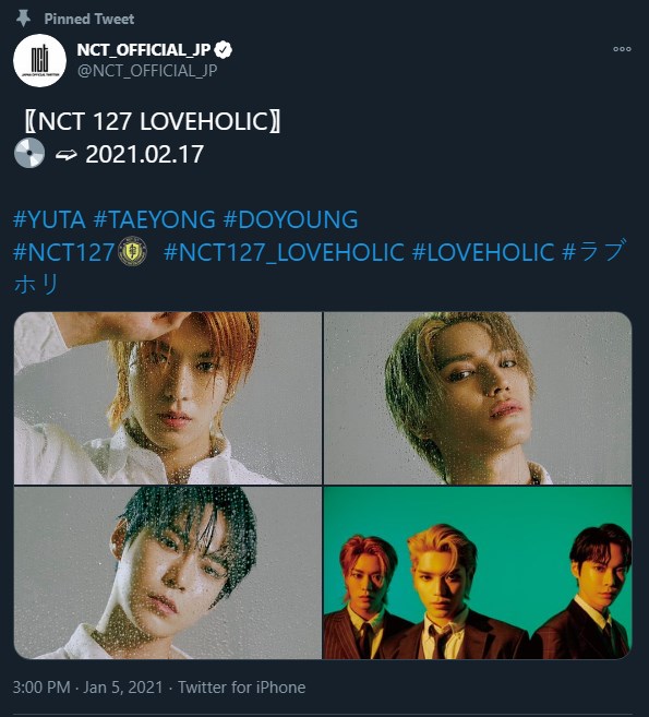 NCT 127 kembali merilis potret untuk teaser album jepang terbaru \'LOVEHOLIC\' melalui akun media sosial resmi, visual Taeyong, Yuta, dan Doyoung dalam satu frame langsung membuat heboh NCTZen