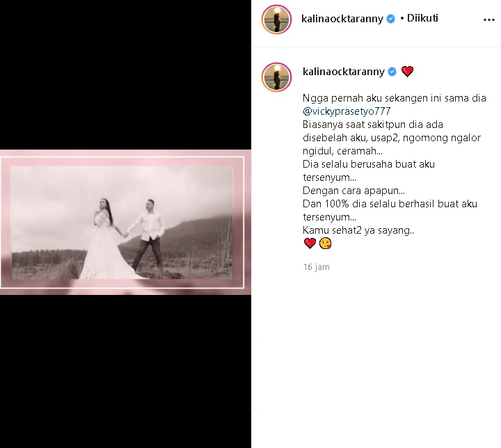Kalina Oktarani Ungkap Kerinduan Mendalam ke Vicky Prasetyo Kala Sakit, Tuai Reaksi Beda dari Biasa
