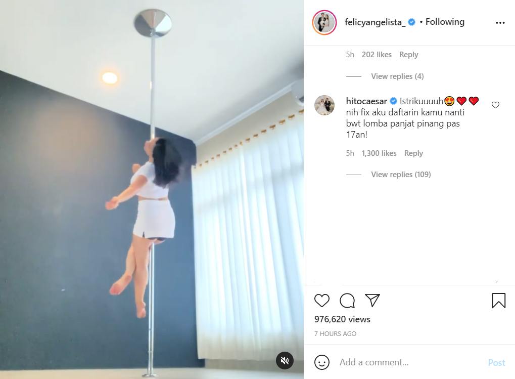 Felicya Angelista Bagikan Video Tengah Lakukan Pole Dance, Komentar Kocak Caesar Hito Jadi Sorotan