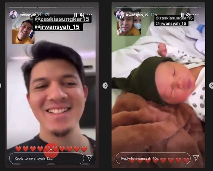 Raffi Ahmad dan Nagita Slavina terlihat melakukan video call bersama dengan Irwansyah serta Zaskia Sungkar untuk memberikan selamat atas kelahiran putra pertama mereka.