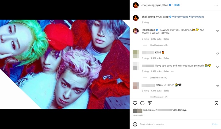 T.O.P membagikan potret BIGBANG OT4